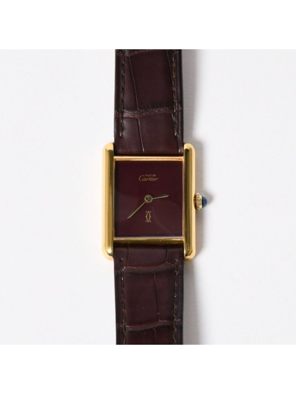 Cartier Tank LM Vermeil Must LM Watch Leather Bordeaux Dial Manual Wind